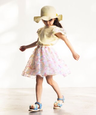 ANY KIDS フラワーチュール半袖Tシャツ クリーム系