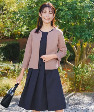 Tiaclasse L 【洗える】ノーカラーポンチジャケット ピンクモカ