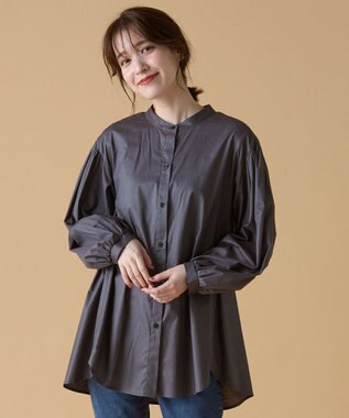 ANY シルキーソフトスタンドカラーシャツ チャコール