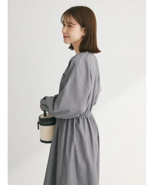 Green Parks ・ＥＬＥＮＣＡＲＥ　ＤＵＥ　Ｖネックイロイロ釦ワンピース Gray Mixture