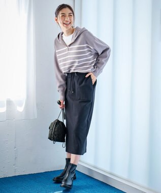 ANY L 【WEB限定/洗濯機可能/ウエストゴム/ストレッチ/吸湿発熱】エニィーヒートスカート ブラック