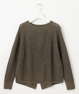 自由区 L 【カタログ掲載・WEB限定カラーあり・洗える】リネンミドルゲージボートネック ニット カーキ