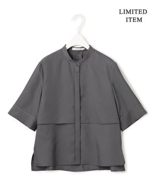 ICB 【WEB限定・洗える】 シルキーツイル クロップドシャツ グレー系