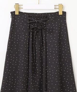 ANY SIS S 【低身長企画】レースアップナローフレア スカート 白黒ドット