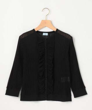 組曲 シアーニット フリルカーディガン ブラック系