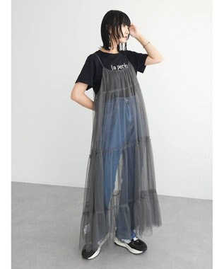 Green Parks ・ＥＬＥＮＣＡＲＥ　ＤＵＥ　２ｗａｙチュールキャミワンピ Charcoal Gray