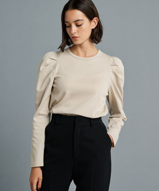 uncrave 【UVケア・接触冷感】ダブルフェイスジャージー ボリュームスリーブ カットソー(長袖)（uncrave STANDARD） ベージュ