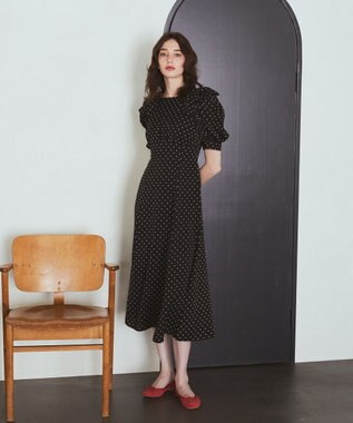 Maison de FLEUR ドットワンピース Black