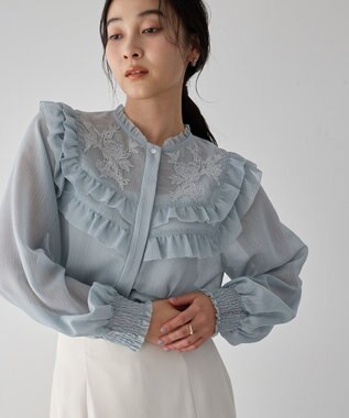 YECCA VECCA ラッフルレースブラウス Mint