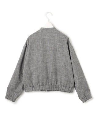 ICB 【洗える】 ライトスラブツイード ブルゾン ブラック×オフホワイト系