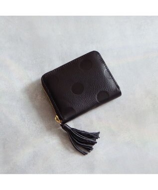 UNBILLION ペルケ perche / ドット型押し・ジャバラカードウォレット ブラック