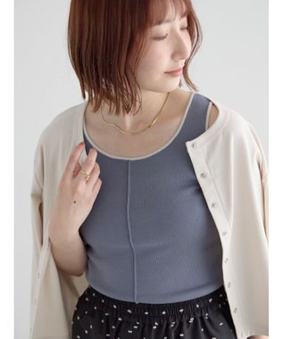 Te chichi 【接触冷感/マシンウォッシャブル】バイカラー2WAYニットタンクトップ チャコールグレー