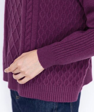 Tiaclasse 【洗える】ケーブル編みドルマンニットトップス パープル