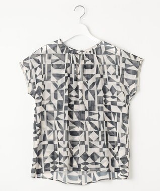 23区 L 【洗える】Ratti ウォールプリント ブラウス モノトーンプリント