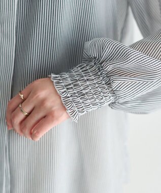 YECCA VECCA ラッフルレースブラウス Stripe