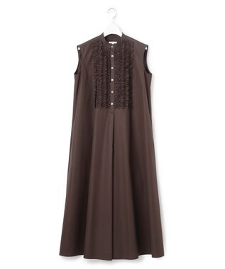 23区 【R(アール)】ルミナスコットン フロントフリル ワンピース ダークブラウン系