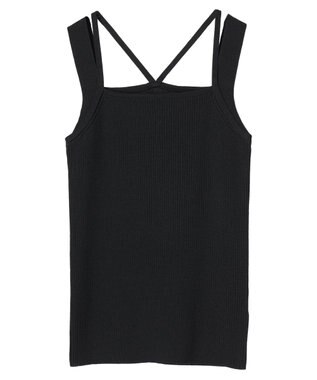 earth music&ecology レイヤードニットタンクトップ Black