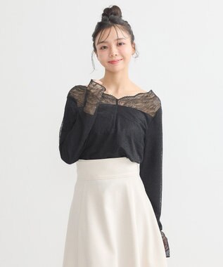 earth music&ecology あったか２ｗａｙレースプルオーバー Black