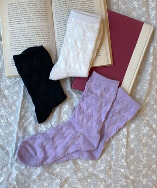 WEGO ポコポコハートクルーソックス パープル