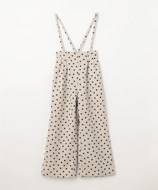 ANY KIDS 麻ライク ドット柄 ガウチョ ベージュドット