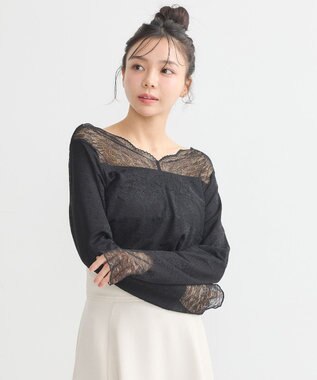 earth music&ecology あったか２ｗａｙレースプルオーバー Black