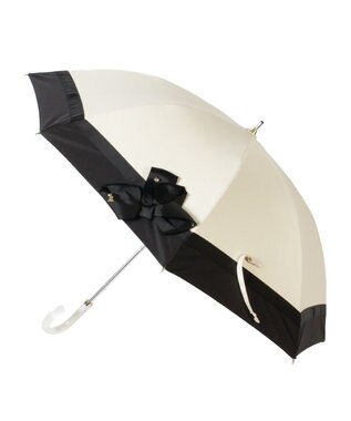 MOONBAT 【ランバン オン ブルー（LANVIN en Bleu）】晴雨兼用日傘　ビジューリボン ベージュ