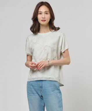 J.PRESS LADIES L 【一枚で着映え】シアーエンブロイダリー カットソー