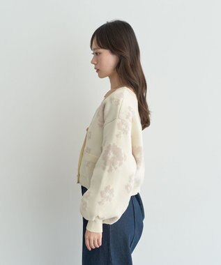 earth music&ecology SET2点フラワージャガードカーデ+ビスチェ Ivory
