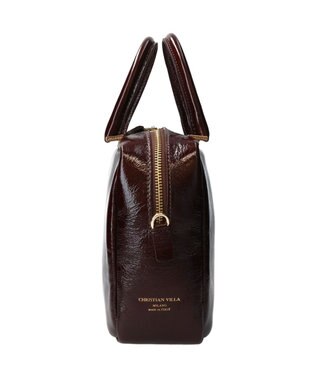 INTER-CHAUSSURES 【CHRISTIAN VILLA】センターシームハンドバッグ ダークブラウン