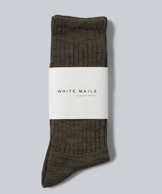 WHITE MAILS MIDDLE GAUGE PAPER ワイドリブソックス カーキ