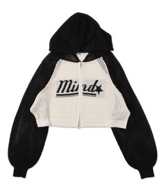 WEGO メッシュラグランニットパーカー ブラック