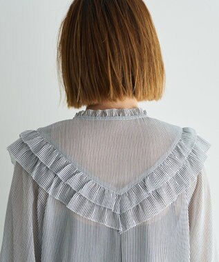 YECCA VECCA ラッフルレースブラウス Stripe