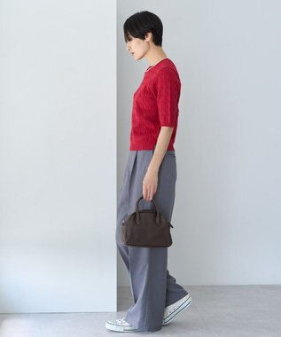 AMERICAN HOLIC ケーブル５分袖ニットプルオーバー Red