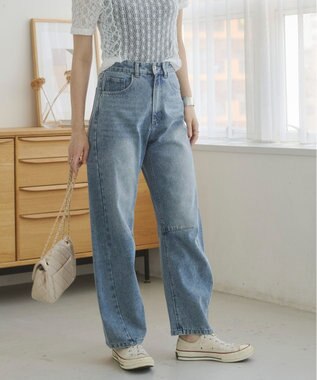 WEGO 【ANGIE VINTAGE】バレルレッグデニムパンツ ブルー