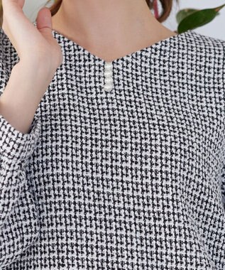 Tiaclasse ツイードコンビフレアチュニック ブラック