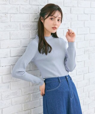 Feroux 【洗える】ロゴリブ プルオーバー ニット