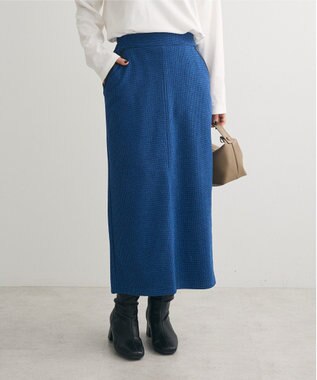 Green Parks 柄圧縮ポンチＩラインスカート Blue