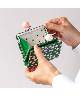 tsumori chisato CARRY ポルカドット 2つ折り財布 がま口 ミニ財布 グリーン