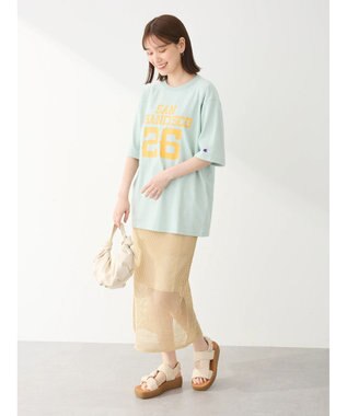 Green Parks ２ｗａｙ　メッシュ編みニットＩラインスカート（ペチ付き） Gold