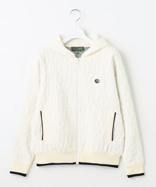 PW CIRCULUS 【WOMEN】【防風/蓄熱】総ロゴ ニット フーデッド ブルゾン ホワイト系