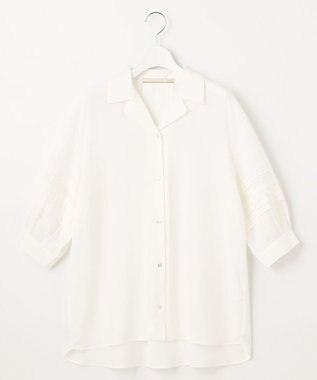 自由区 L 【洗える】ピンタックスリーブ ブラウス アイボリー系