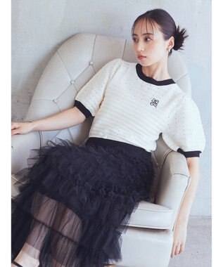 earth music&ecology 配色バックリボンプルオーバー White