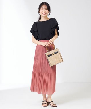 ANY SIS 【接触冷感】レイヤードスリーブ ニット ブラック