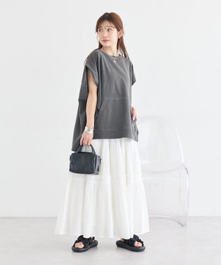 earth music&ecology ピグメントカンガルーポケットプルオーバー Charcoal Gray