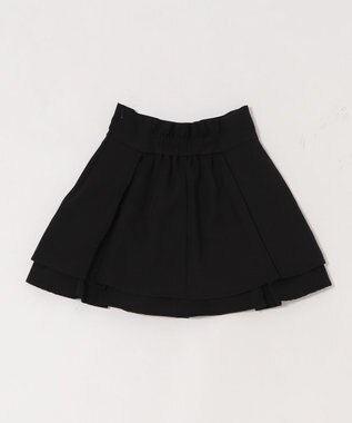 WEGO ハイウエスト2段プリーツスカパン ブラック