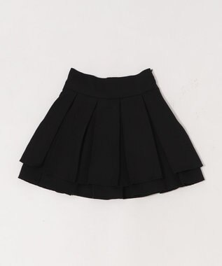 WEGO ハイウエスト2段プリーツスカパン ブラック