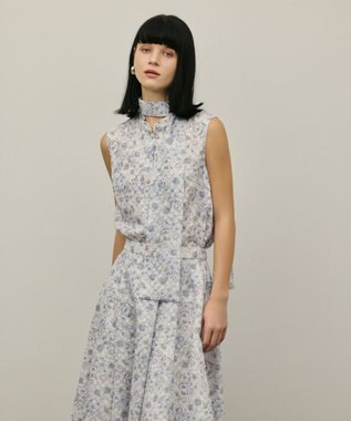 GRACE CONTINENTAL シアーフラワープリントジャガードブラウス