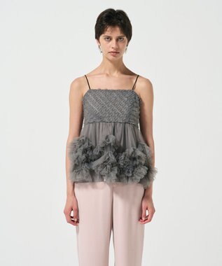 GRACE CONTINENTAL チュールフリルキャミソール グレー
