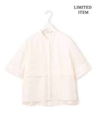 ICB L 【WEB限定・洗える】 シルキーツイル クロップドシャツ オフホワイト系