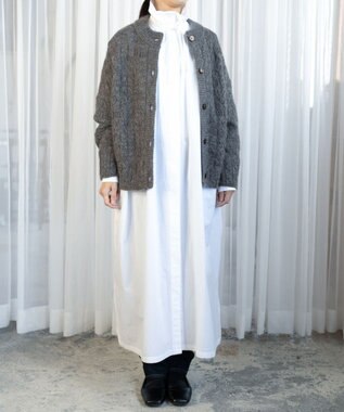 muuc アルパカモヘヤ模様編みカーディガン グレー